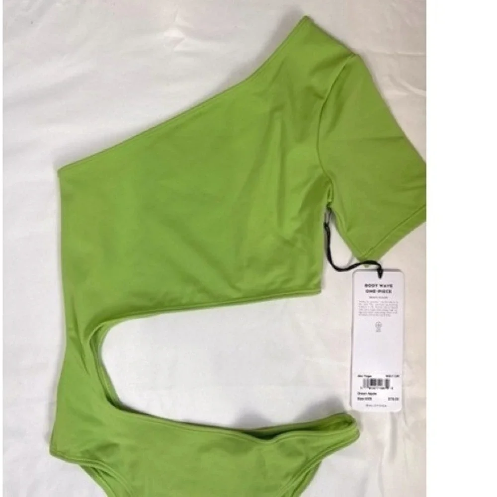 Alo Yoga Body NEW Apple Green Wave Cut out One-Piece Swimsuit XXS One Shoulder